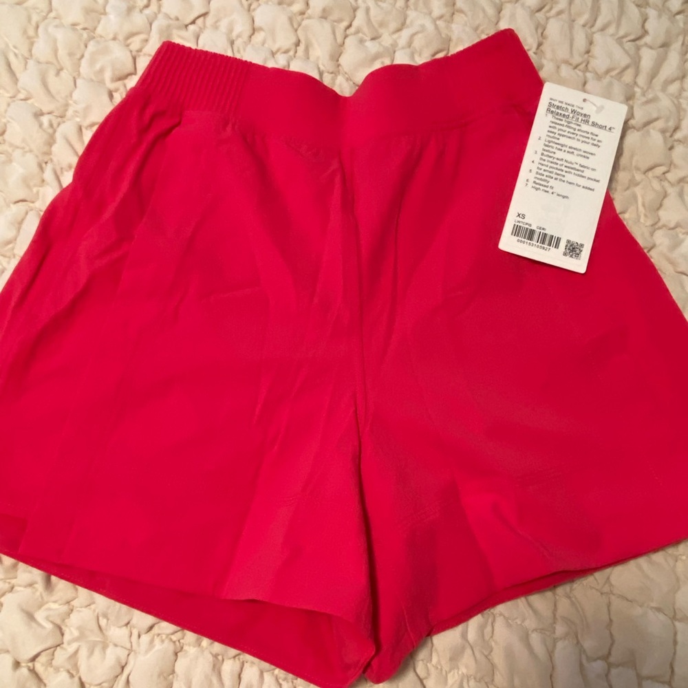 Lululemon stretch woven relaxed fit shorts cherry mist